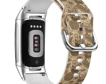 Old Pirate Ships Pattern for FitBit Versa 1/2/3 4, FitBit Sense 1/2, FitBit Charge 4/5/6, Silicone Soft Sports Wristband Strap Bracelet