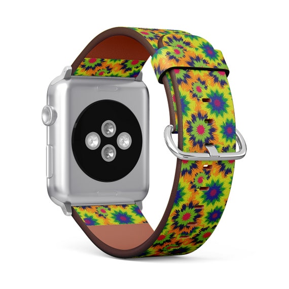 Tie Dye Textile Print, Apple Watch Band (38mm 40mm 41mm 42mm 49mm),  Vegan Faux-Leather Watch Strap Wrist