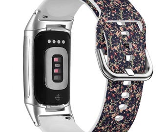 Cinturino sportivo in silicone morbido con motivo a fiori primaverili per FitBit Versa 1/2/3 4, FitBit Sense 1/2, FitBit Charge 4/5/6