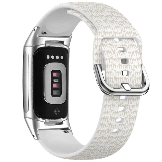 Ivory White Grid Watch Band for Fitbit Versa 1/2/3 4, Fitbit Sense