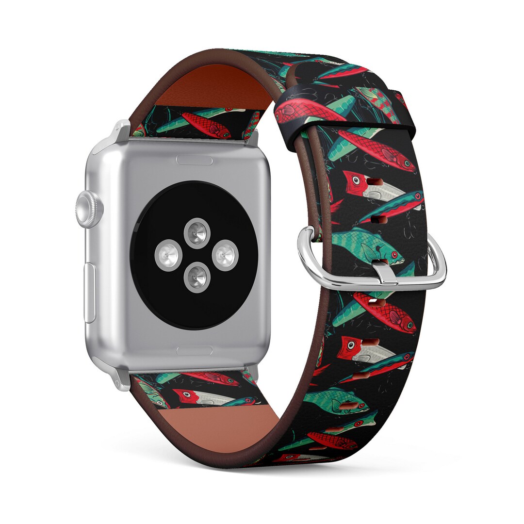 Fish Watch Strap Fishing Lures Print, Apple Watch Band (38mm / 40mm / 41mm / 42mm / 49mm ...