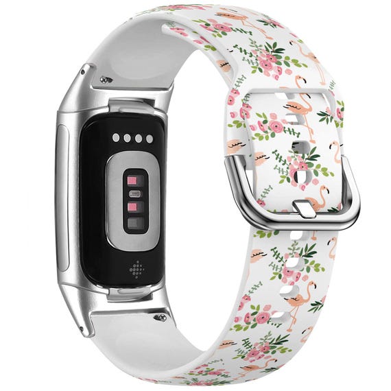 Fitbit Sense Pink Fitbit Band Floral Pink Flamingo Watch Band For