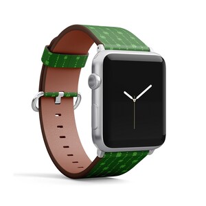 Shamrock Green Beads Print, Apple Watch Band ( 38mm / 40mm / 41mm / 42mm / 44mm / 45mm), Vegan Faux-Leather Watch Strap Wrist Bracelet.