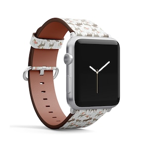 Beautiful Moose Print, Apple Watch Band (38mm / 40mm / 41mm / 42mm / 49mm), Vegan Faux-Leather Watch Strap Wrist Bracelet.