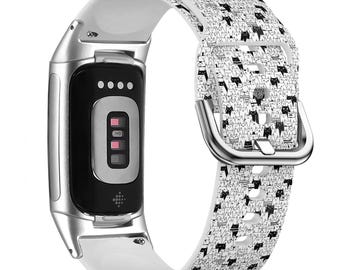 Pasek do zegarka z uroczym nadrukiem kotów do FitBit Versa 1/2/3 4, FitBit Sense 1/2, FitBit Charge 4/5/6, silikonowy, miękki pasek sportowy