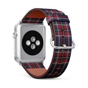 Checkered Diagonal Plaid, Apple Watch Band (38mm / 40mm / 41mm / 42mm / 49mm), Vegan Faux-Leather Watch Strap Wrist Bracelet.