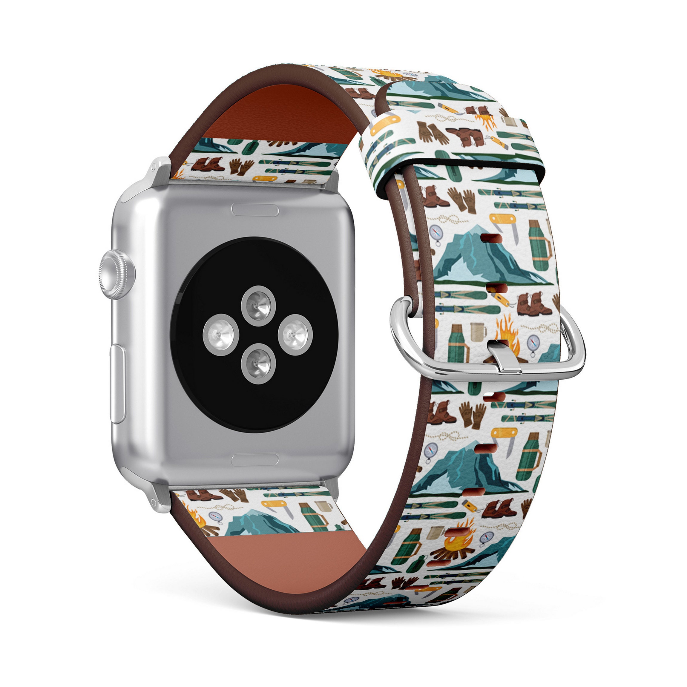 Spark*l Mint & White Leather Lace Print Sivella Apple Watch Band - Size 2 Apple-watch-band-astral-mint-  main image 4