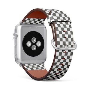 Checkerboard Pattern Design Print, Apple Watch Band (38mm / 40mm / 41mm / 42mm / 49mm), Vegan Faux-Leather Watch Strap Bracelet.