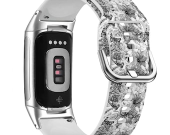 Watercolor Vintage Tropical Theme Band for FitBit Versa 1/2/3 4, FitBit Sense 1/2, FitBit Charge 4/5/6, Silicone Soft Sports Wristband Strap