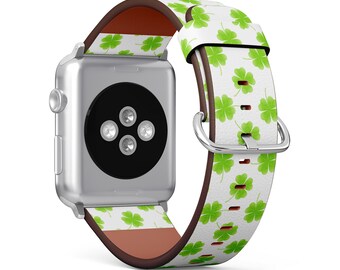 St Patrick Day On Print, Apple Watch Band (38mm / 40mm / 41mm / 42mm / 49mm), Vegan Faux-Leather Watch Strap Wrist Bracelet.