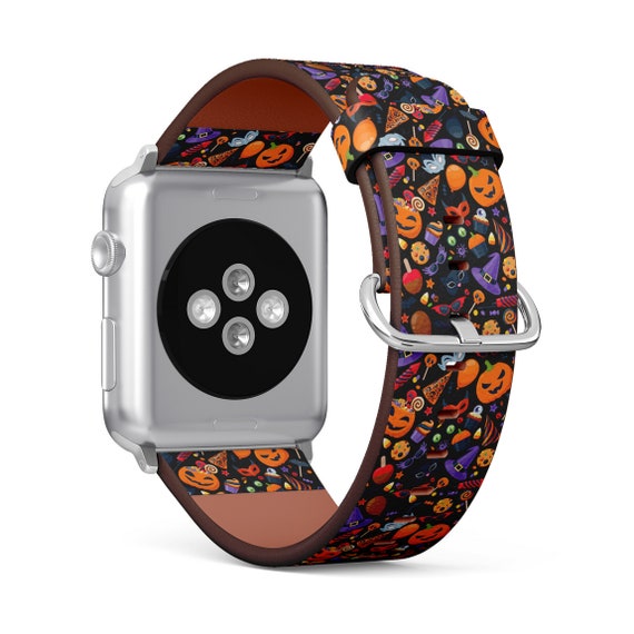 Halloween Party Colorful Print Apple Watch Band 38mm 40mm 41mm 42mm 49mm Vegan Faux leather Watch Strap Bracelet. Etsy