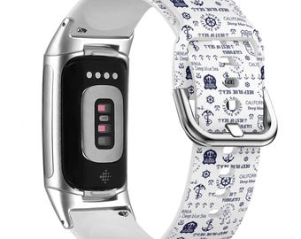 Niedliches Marine Anker Muster Icon Uhrenarmband für FitBit Versa 1/2/3 4, FitBit Sense 1/2, FitBit Charge 4/5/6, weiches Silikon Sportarmband