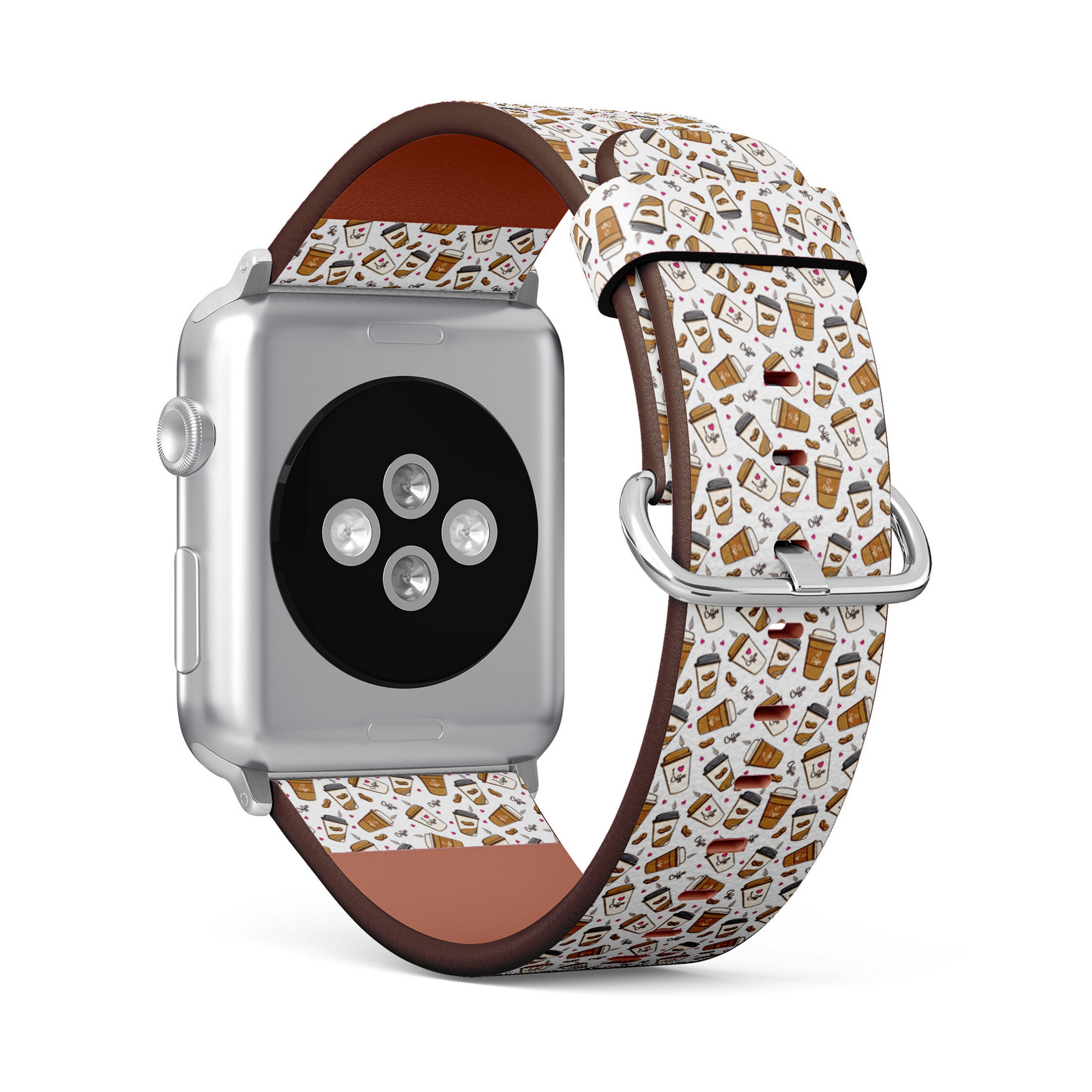 Cute Coffee Cups Print Apple Watch Band 38mm 40mm 41mm 42mm 49mm Vegan Faux leather Watch Strap Wrist Bracelet. Etsy