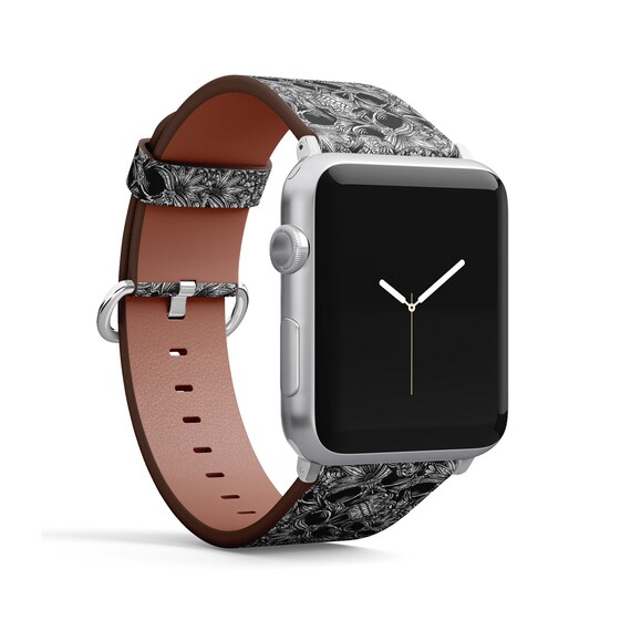Cool Tattoo Skull Print, Apple Watch Band (All Series: 38mm 40mm 42mm  41mm 44mm), Vegan Faux-Leather Watch Strap Wrist