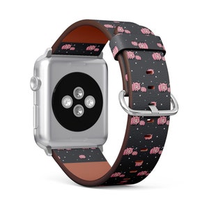 Süßes Schweinchen Muster, Apple Uhrenarmband (38mm / 40mm / 41mm / 42mm / 49mm), veganes Kunstleder Armband für Uhren.