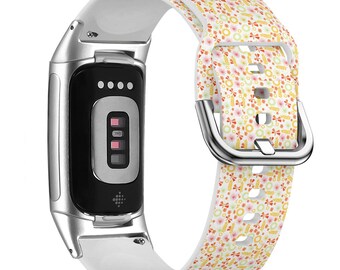 Summer Hawaii Print Watch Band for FitBit Versa 1/2/3 4, FitBit Sense 1/2, FitBit Charge 4/5/6, Silicone Soft Sport Wristband Strap