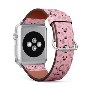 Süßes Schweinegesichter Muster, Apple Uhrenarmband (38mm / 40mm / 41mm / 42mm / 49mm), Veganes Kunstleder Armband für Uhrenarmband.