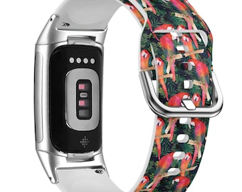 Watercolor Colorful Parrot Watch Band for FitBit Versa 1/2/3 4, FitBit Sense 1/2, FitBit Charge 4/5/6, Silicone Sport Wristband Bracelet