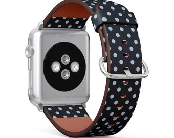 Polka Dots Pattern Print, Apple Watch Band ( 38mm / 40mm / 41mm / 42mm / 44mm / 45mm), Vegan Faux-Leather Watch Strap Wrist Bracelet.
