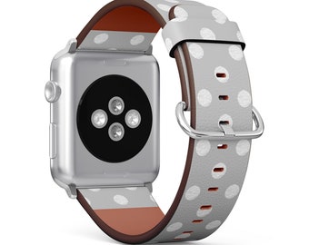 Polka Dot Print, Apple Watch Band (38mm / 40mm / 41mm / 42mm / 49mm), Vegan Faux-Leather Watch Strap Wrist Bracelet.