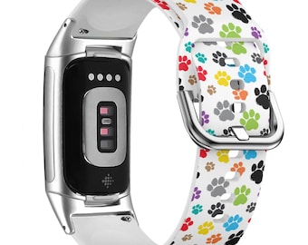 Colorful Animal Paw Watch Band for FitBit Versa 1/2/3 4, FitBit Sense 1/2, FitBit Charge 4/5/6, Silicone Soft Sport Wristband Strap Bracelet