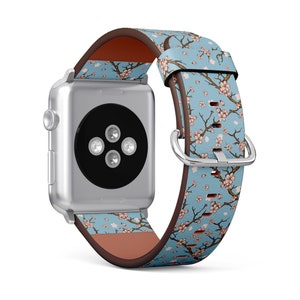 Cherry Blossom Sakura Print, Apple Watch Band (38mm / 40mm / 41mm / 42mm / 49mm), Vegan Faux-Leather Watch Strap Wrist Bracelet.
