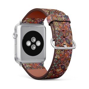 Decorative Mandalas Vintage Print, Apple Watch Band (38mm / 40mm / 41mm / 42mm / 49mm), Vegan Faux-Leather Watch Band Bracelet.