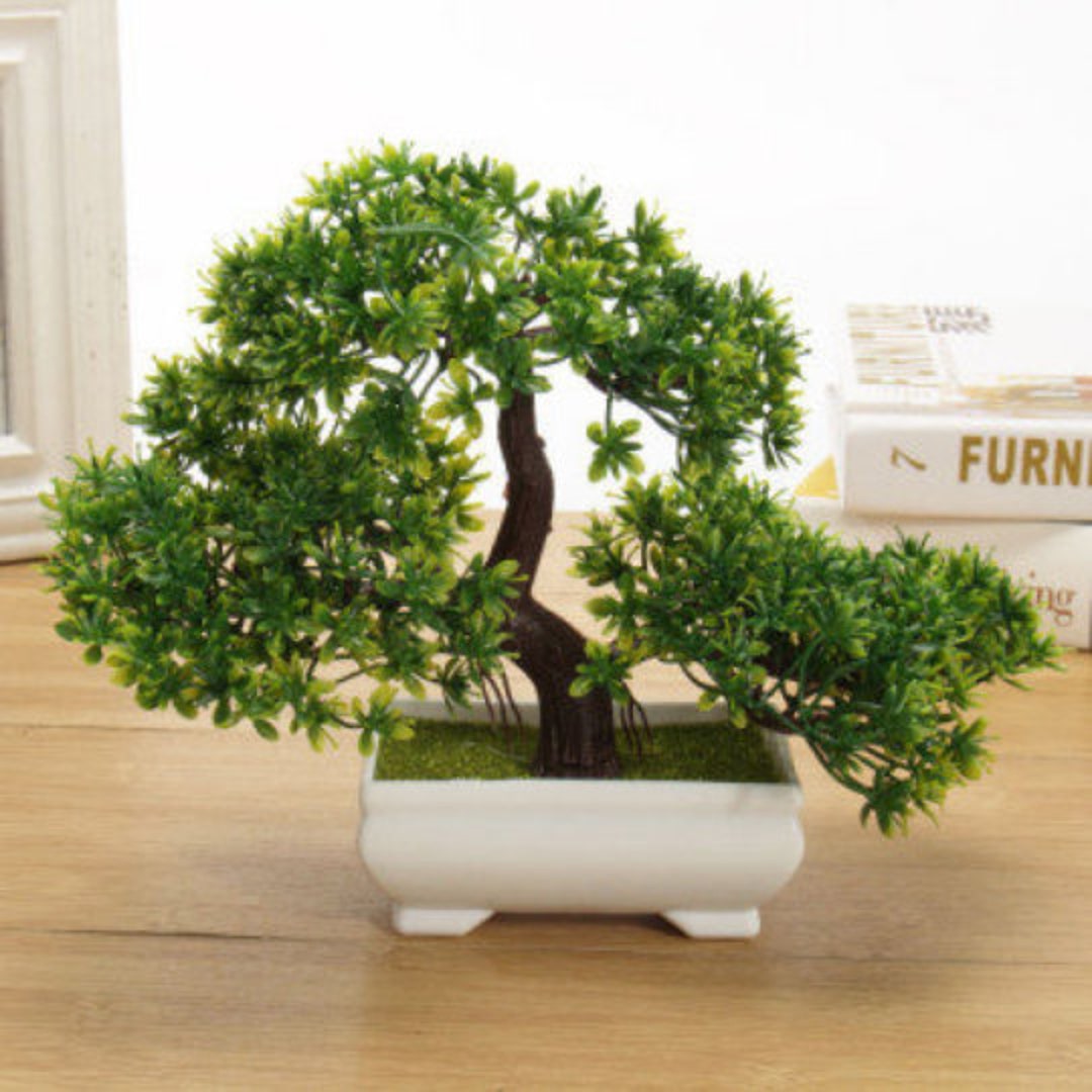 Bonsai Tree in Square Pot Artificial Plant Indoor Decoration for Office ...