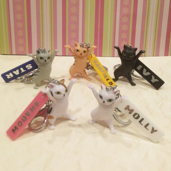 Personalized Funny Cat Keychain Custom Name Cat Keychain Etsy