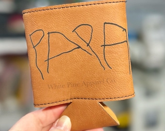 Porta-copos personalizado em couro sintético com caligrafia: porta-copos personalizado