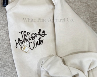 Der Homebody Club besticktes Sweatshirt | Besticktes Sweatshirt | Buchklub Bekleidung | Buch Baddie | Häuschen