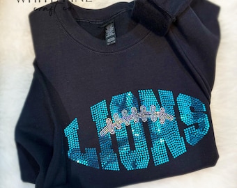 Lion Spangle Crewneck | Detroit Crewneck | Football Season Crew | Spirit Wear | Woman’s Detroit Crew