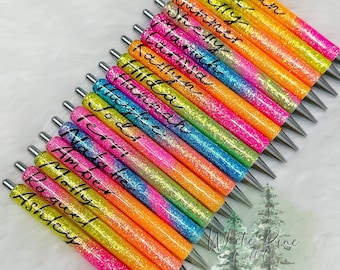 Neon Glitter Pen | Ball Point Pen | Custom Neon Glitter Pen