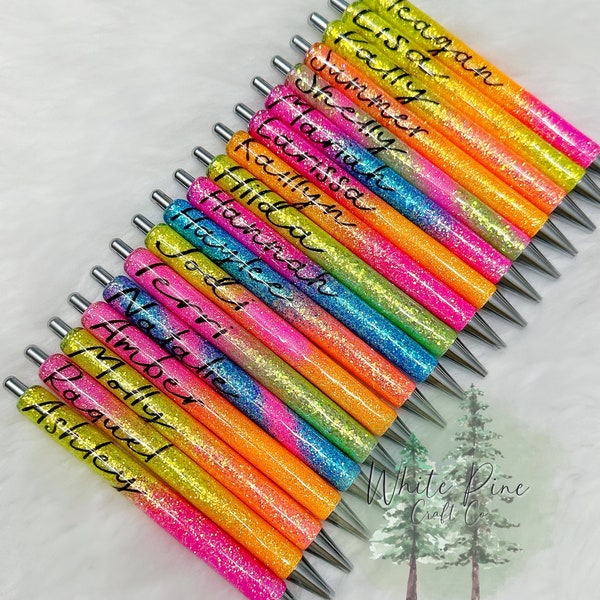 Neon Glitter Pen | Ball Point Pen | Custom Neon Glitter Pen