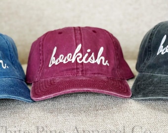 Bookish Vintage Wash Hat: Embroidered Cotton Twill