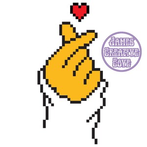 Small hand heart pixel art