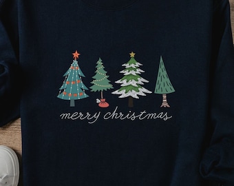 Women's Merry Christmas Sweatshirt, Christmas Tree Sweater, Christmas Sweatshirt, Holiday Sweater, Winter Sweater, Pine Tree Christmas Shirt