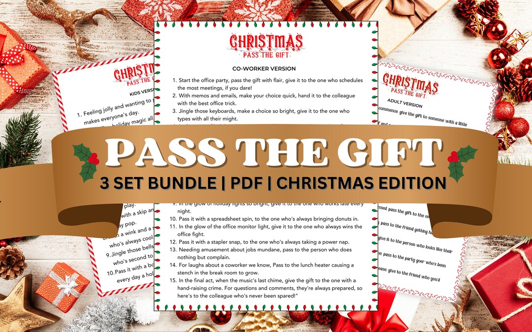 Pass the Gift Game Printable, Christmas Games, Holiday Family Games