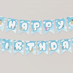 Blue dod Boy Birthday Party Banner, Blue, Blue Dog Birthday Decorations, Blue Birthday Party Decorations, DIY, Printable Banner, Blue Bingo