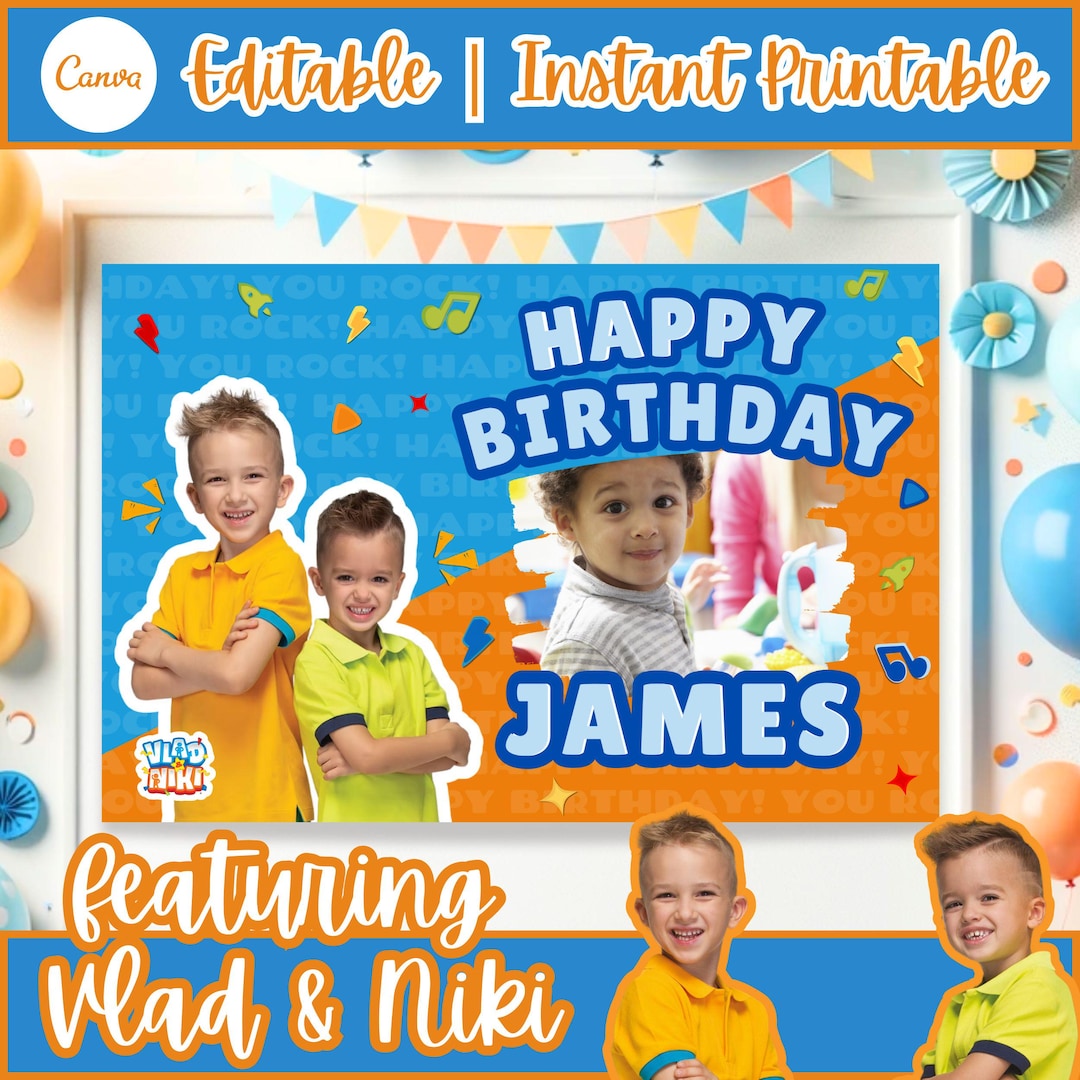 Vlad and Niki Birthday Party Banner, Vlad and Niki Party Decor