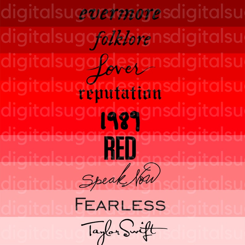 Taylor Swift Album Titles Ombre PNG Digital File Printable - Etsy UK