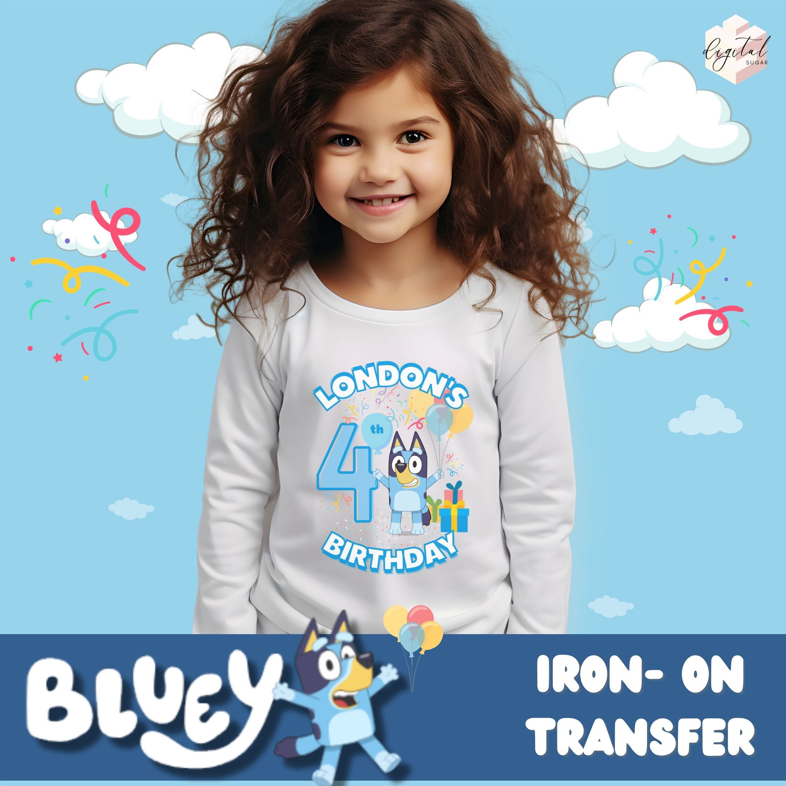 Bluey Iron on Transfer Design, Bluey Birthday Party Iron on