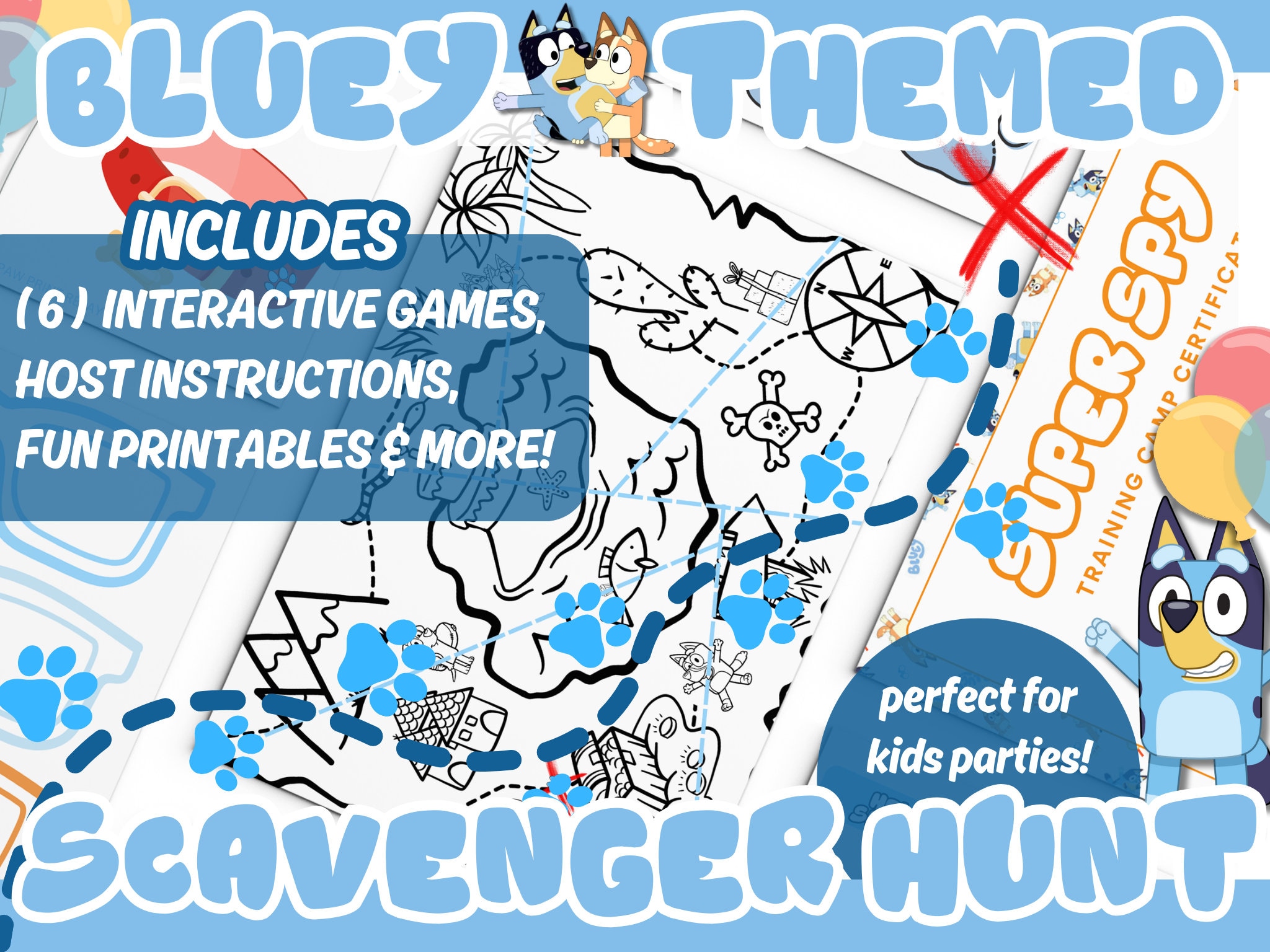 Blue.y Scavenger Hunt Game Bundle for Kids, Birthday Party Favor, Blue ...