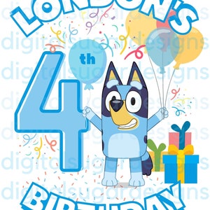 Bluey Happy Birthday Tshirt, Iron on Transfer, Bluey Printable, Bluey ...