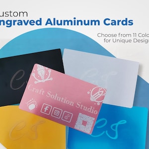 Cartes personnalisées en aluminium gravées - Choisissez parmi 11 couleurs pour des designs uniques