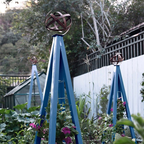 Modern Steel Garden Obelisk Tuteur, Sculptural Trellis Plant Support - Large