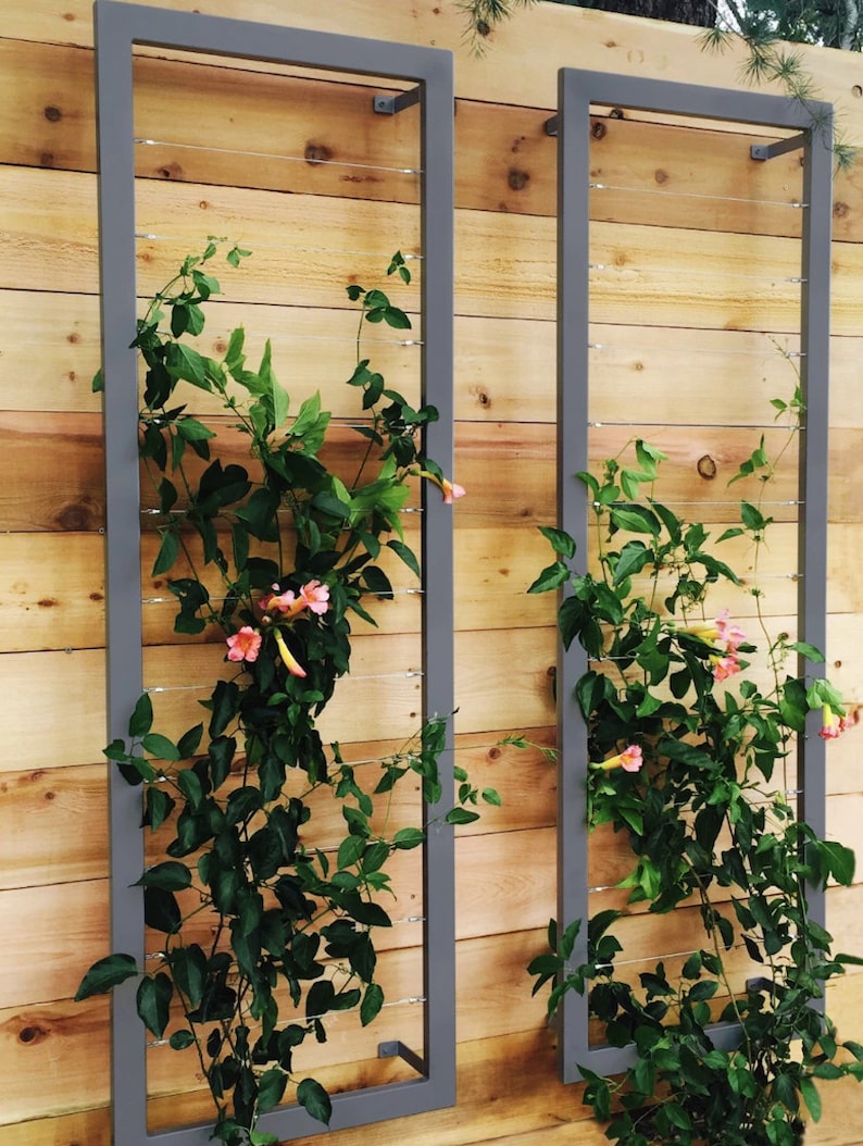 Modern Steel Wall Trellis Large Etsy