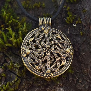 Middle-sized Detailed Viking Pendant, Replica of Finnish Necklace in 925 Silver or Bronze, Handmade Scandinavian Medieval Jewelry