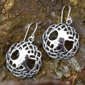 Celtic Tree of Life Earrings, Celt Yggdrasil Symbol Earrings in Bronze or Silver, Handmade Jewelry for Woman, Sustainable Gift for Her