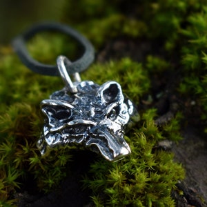 Wolf Head Necklace Pendant, Norse Pagan Animal Jewelry, Handmade Gothic Charm, Gift for Wild Freedom Lover